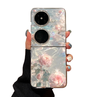 科迪福 适用华为pocket2手机壳新款p50pocket折叠屏透明pocket s防摔波光玫瑰男女士高级感带挂绳网红保护套