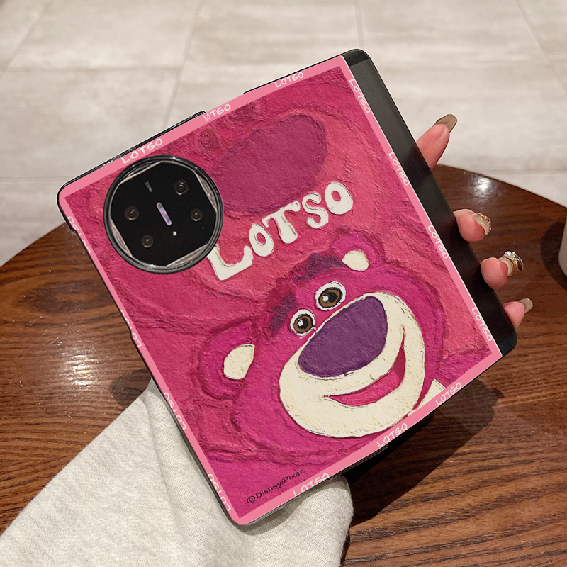 适用华为matex6手机壳matex5翻盖matex3新款mate折叠屏皮套x3休眠x5典藏版油画草莓熊全包防摔男女款保护套