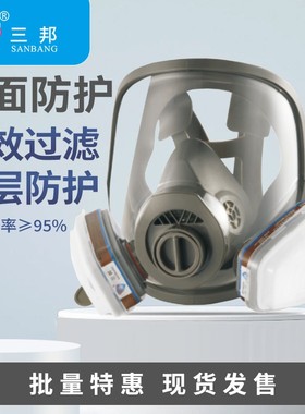 黑色全面罩防毒面具 喷漆化工头戴式自吸过滤防尘防毒防护面罩