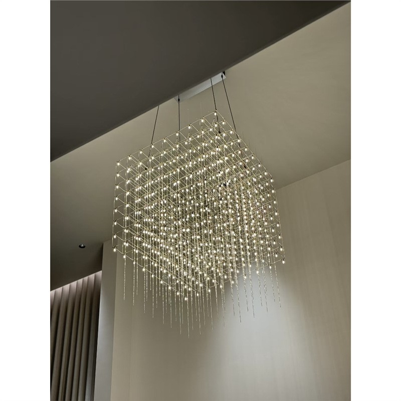 别墅客厅挑空大吊灯楼梯间loft复式楼自建房高级感满天星中空吊灯