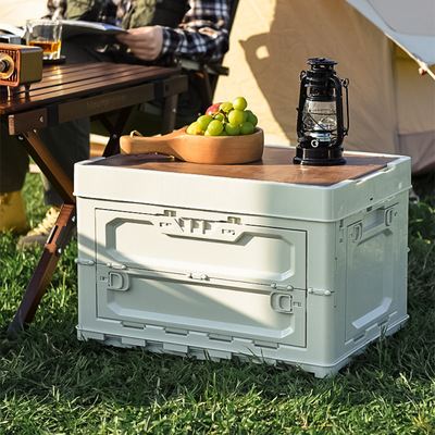 wow收纳箱户外露营侧开五开门野餐置物大容量新款储物木盖折叠箱