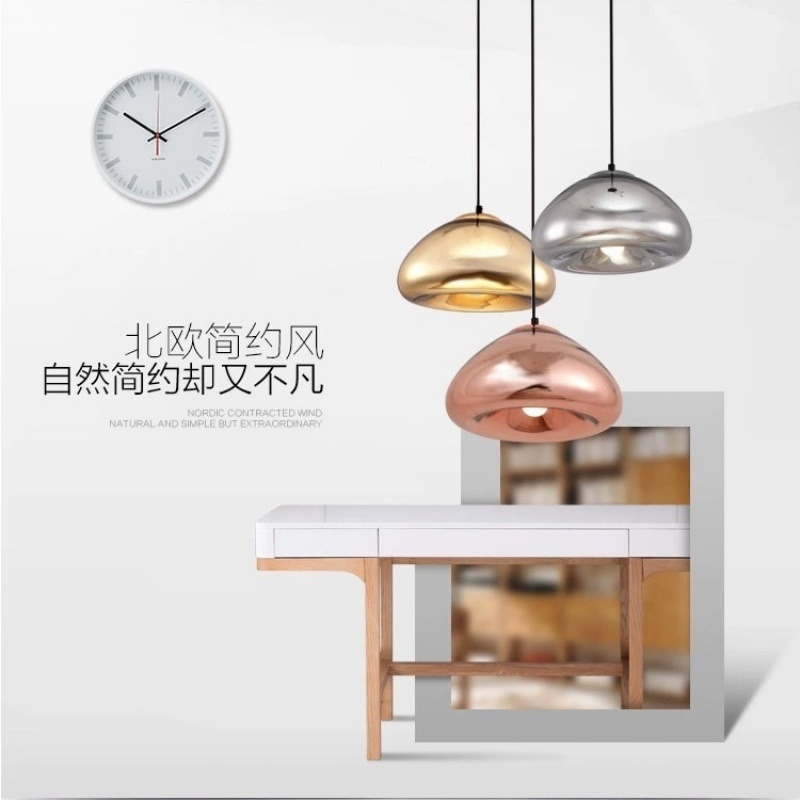 北欧现代轻奢金银碗黄铜碗异形玻璃吊灯餐厅床头咖啡厅吧台创意灯