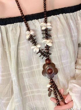 复古波西米亚民族风项链手工椰壳