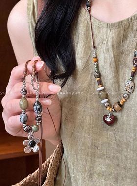 爱心陶瓷串珠项链女款轻奢小众