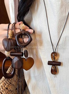 新中式镂空圆形吊坠项链女大气