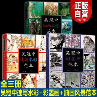 全三册吴冠中绘画作品范本速写水彩范本+油画风景范本+彩墨画范本名家绘画作品临摹本 中国画彩墨画临摹画册绘画书创作感想