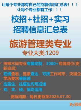 26届旅游管理类校招秋招春招国企央企社招实习招聘信息汇总表