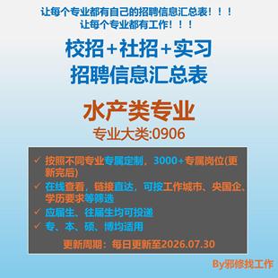 26届水产类校招秋招春招国企央企社招实习找工作招聘信息汇总表