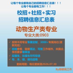 26届动物生产类校招秋招春招国企央企社招实习招聘信息汇总表