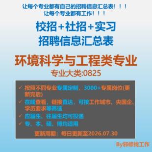 26届环境科学与工程类校招秋招春招国企央企社招招聘信息汇总表