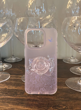 叶菽原创定制《紫荧蝶》新中式国风国画小众高级感IMD闪粉适用苹果17/14/15/16promax夏日iPhone支架手机壳