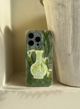 叶菽原创定制《条柳》新中式国风春意小众高级感IMD双层苹果17/14/15/16promax艺术iPhone亮面支架手机壳