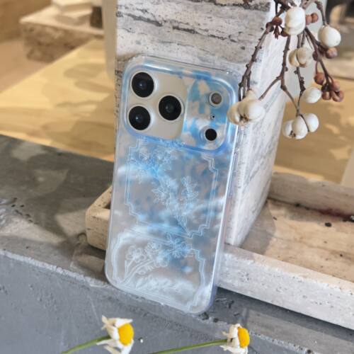 叶菽原创定制《蓝蒲》新中式国风清冷小众高级感IMD双层适用苹果17/14/15/16promax磨砂蓝色花iPhone手机壳