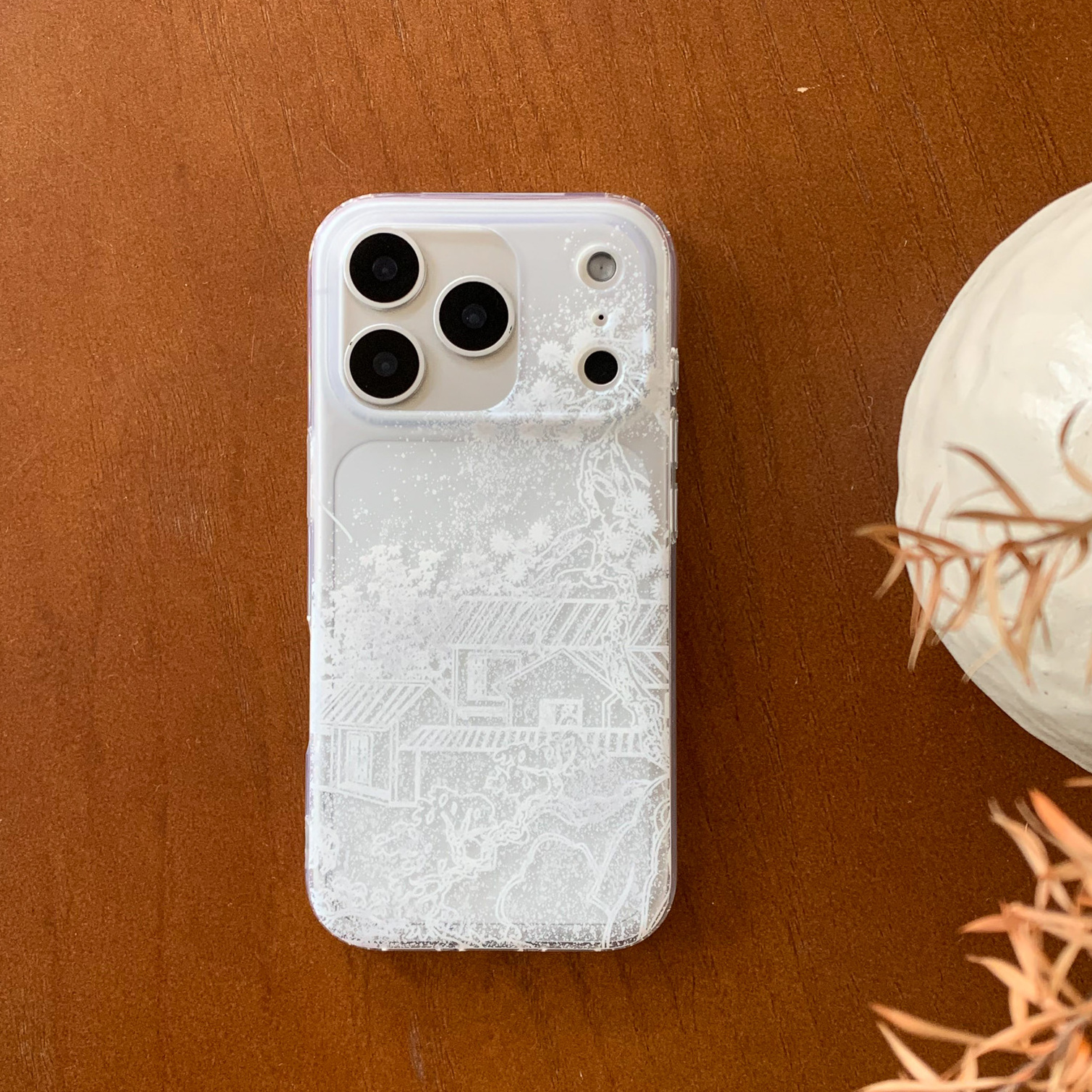 叶菽原创定制《归隐林》新中式国风清冷小众高级感IMD双层苹果17/14/15/16promax磨砂亮面iPhone秋冬手机壳