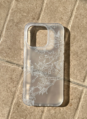 叶菽原创定制《鹊枝》新中式国风清冷小众高级感IMD双层适用苹果17/14/15/16promax磨砂iPhone蝴蝶白色手机