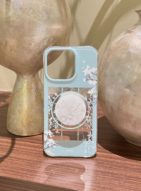 叶菽原创定制《晴芬》新中式国风清冷小众高级感IMD双层适用苹果17/14/15/16promax亮面兰花支架Phone手机壳