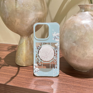 叶菽原创定制《晴芬》新中式国风清冷小众高级感IMD双层适用苹果17/14/15/16promax亮面兰花支架Phone手机壳