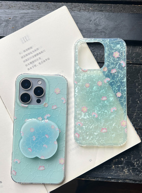 叶菽原创定制《雪梅》新中式国风梅花小众高级感IMD闪粉适用苹果17/14/15/16promax夏日清爽蓝色Phone手机壳