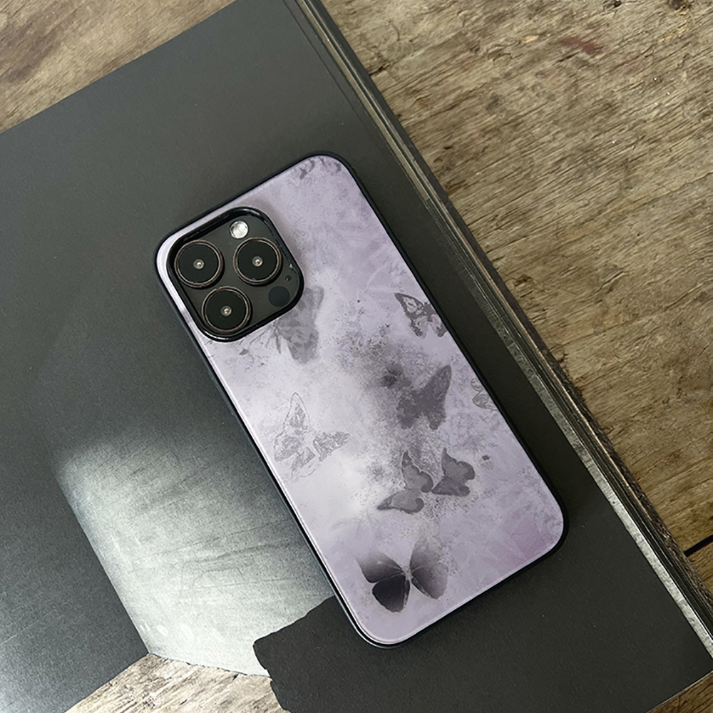 叶菽原创定制《紫蝶》侘寂新中式国风小众高级感PC磨砂适用苹果17/16/13/14/15promax不会撞壳的手机壳