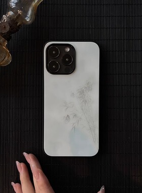 叶菽原创定制《白竹》侘寂新中式国风小众高级感PC磨砂适用苹果17/16/13/14/15promax不会撞壳的手机壳