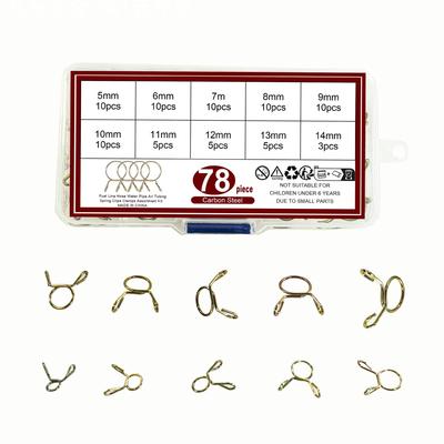 78-120-400pcs镀锌钢丝弹性强力卡箍5-14mm组合弹性钢丝卡箍夹子