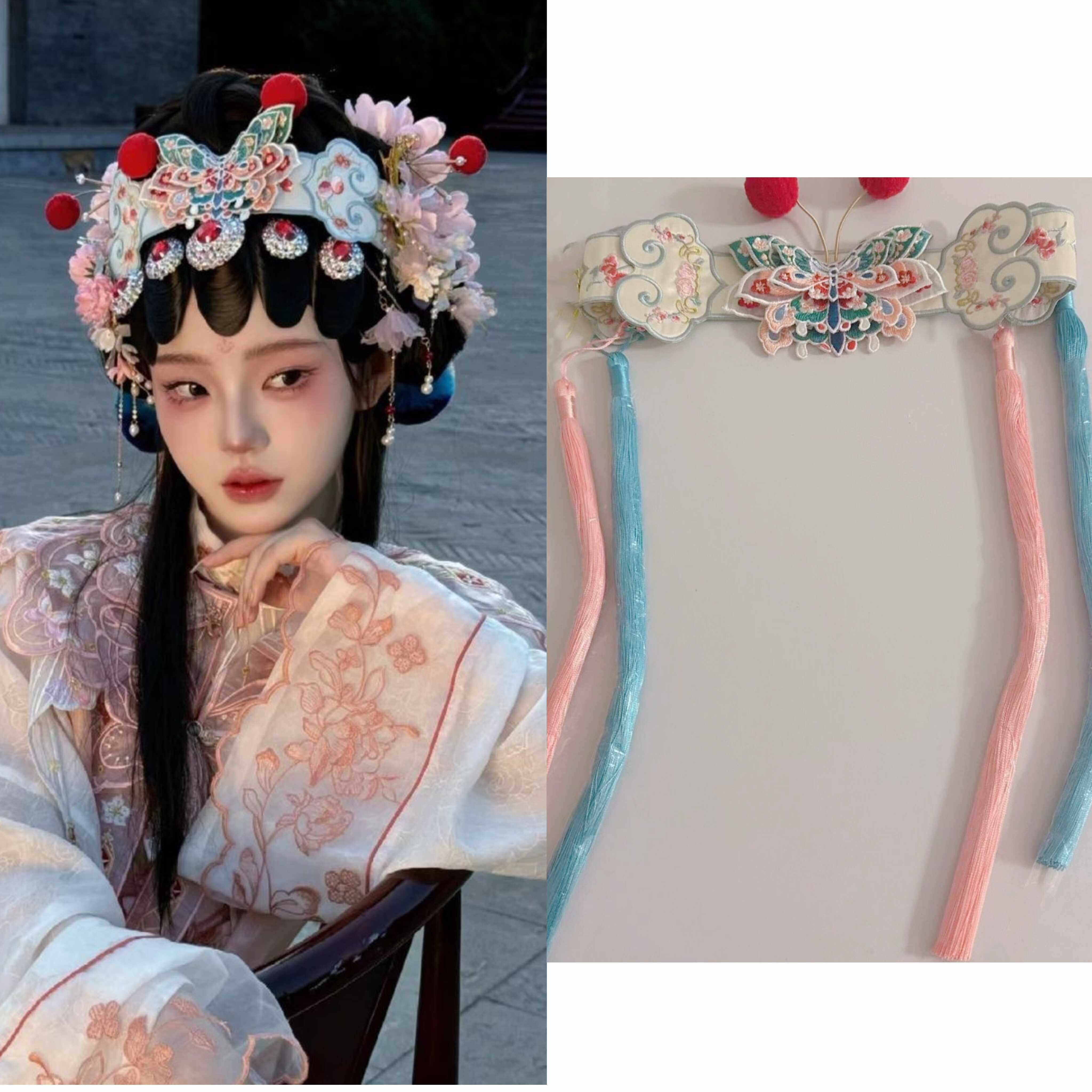 汉服戏曲风蝴蝶抹额头饰