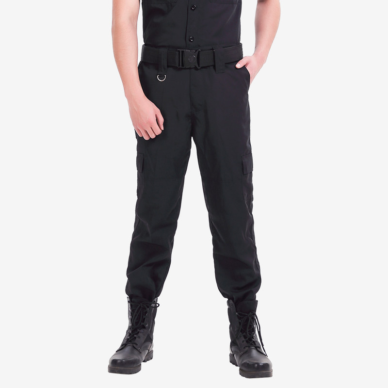 网格保安服裤子男黑色春