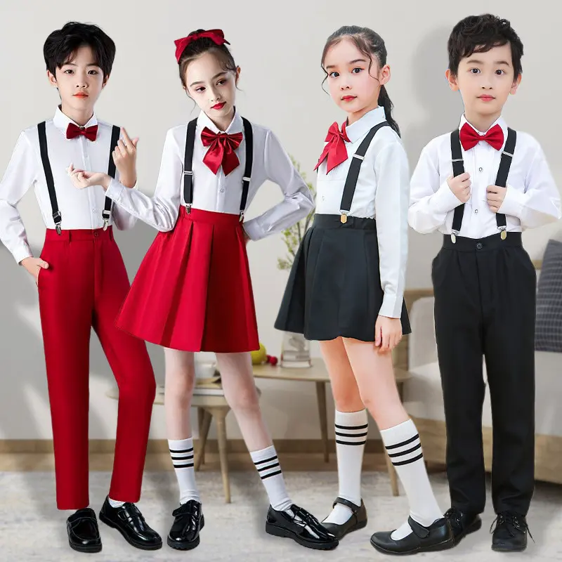 儿童演出服男童背带裤礼服中小学生大合唱女童主持人朗诵表演服装