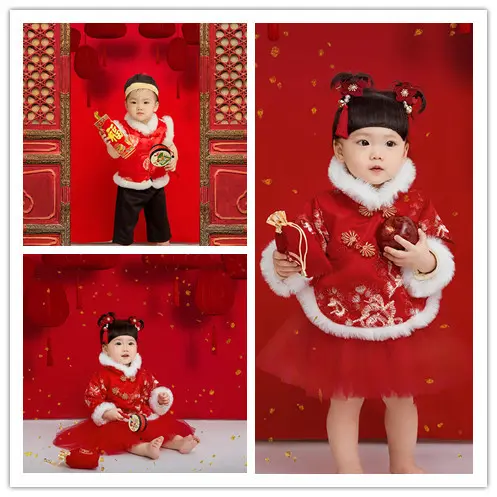 汉服女童冬装新年衣服儿童中童装