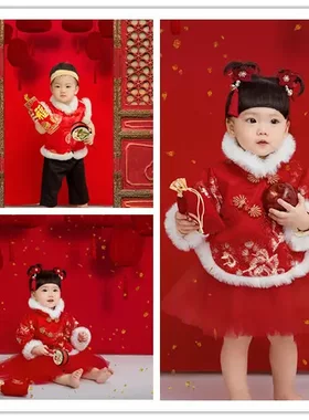 汉服女童冬装新年衣服儿童中童装