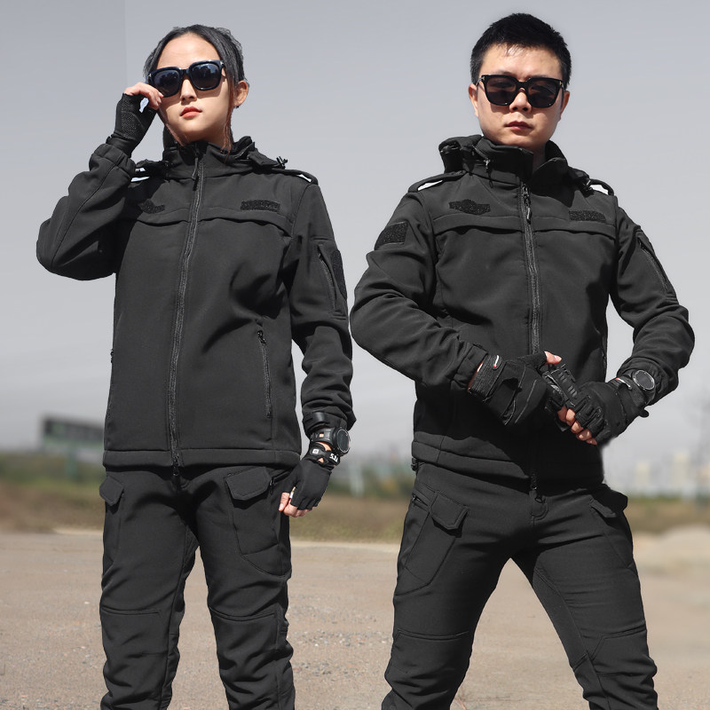 秋冬加绒作训服保安黑色