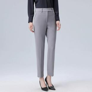 女灰色直筒上班职业裤 2023秋冬季 裤 招行工作西装 加厚新款