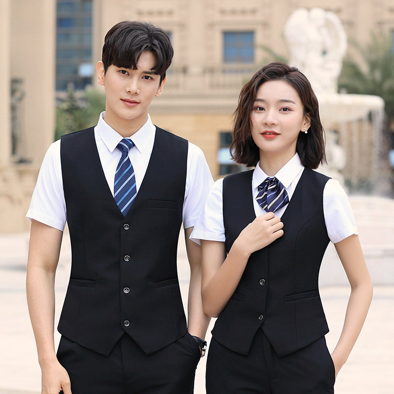 职业西服马夹背心韩版工装正装西装马甲套装女秋冬黑色工作服