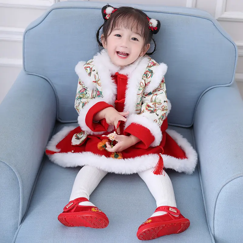 儿童拜年服女童汉服冬款过年服女