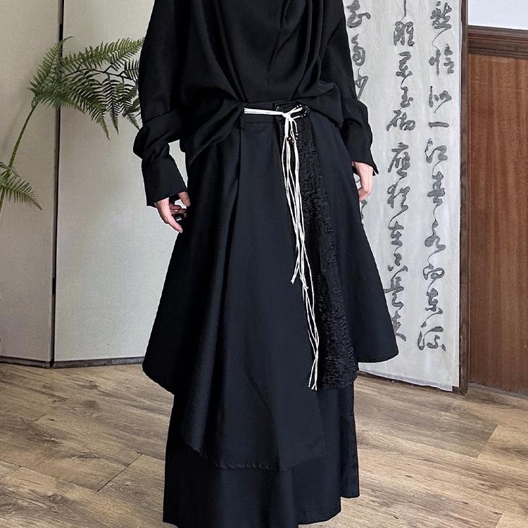 地心引力新中式宽松长裤裙裤