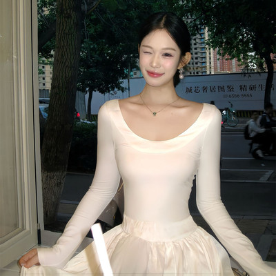 高级感白色长袖连衣裙初恋小白裙