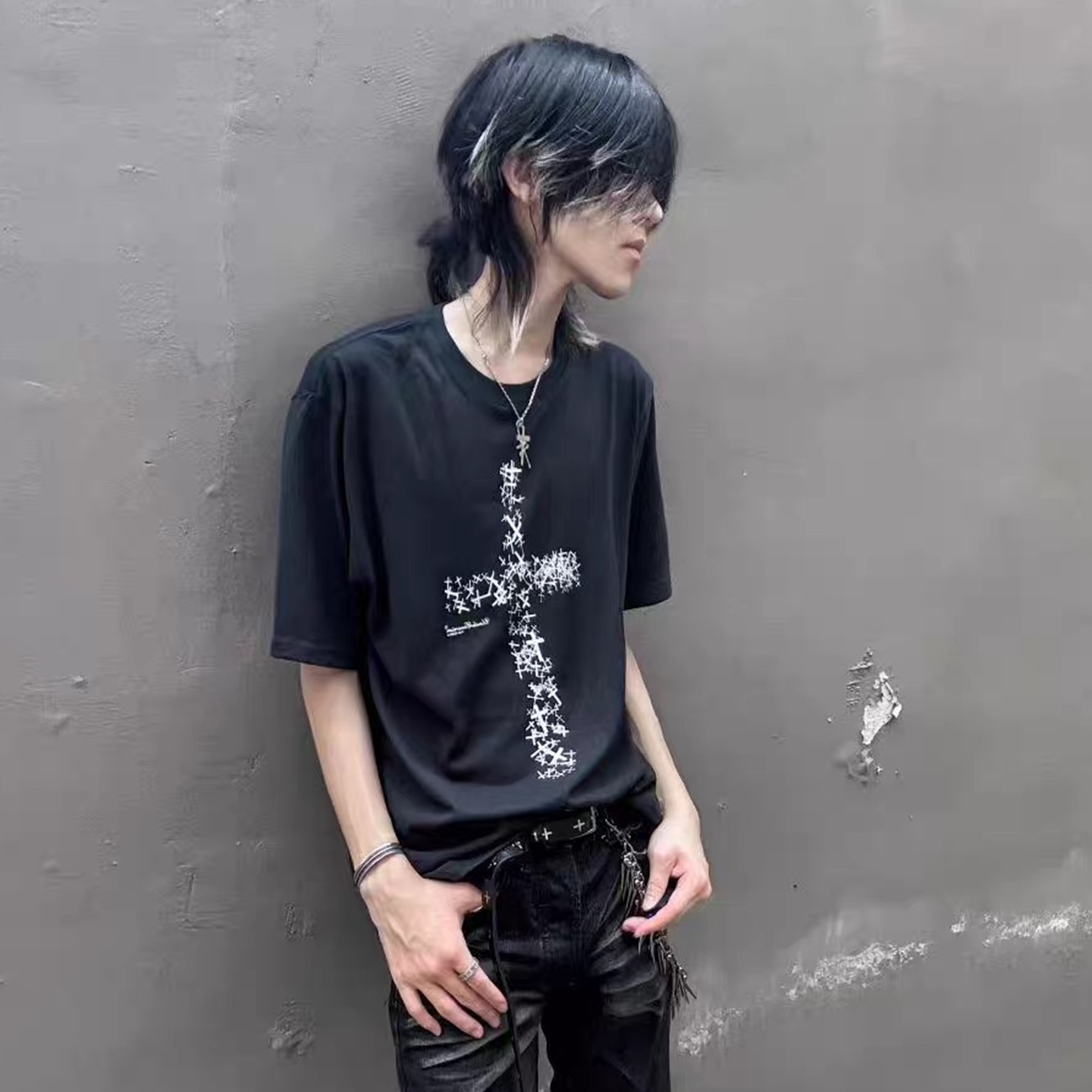 undercover 02AW魔女期witches cell division 黑色印花短袖T恤