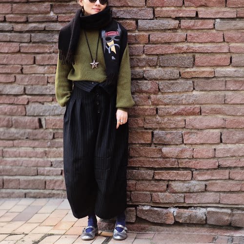 Christoher Nemeth 羊毛条纹 弯刀裤 休闲宽松 男女同款休闲裤