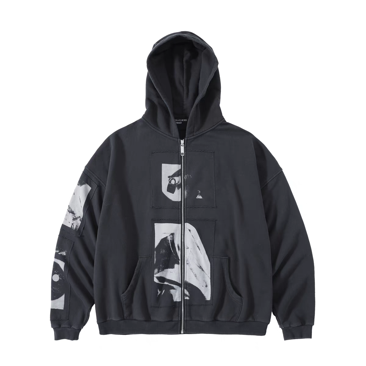 ERD忧郁的富二代麦当娜贴布拉链连帽衫卫衣高街休闲cleanfit外套