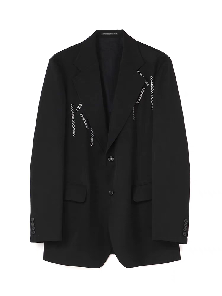Yohji Yamamoto刺绣锯齿波浪线西服外套西装男女同款