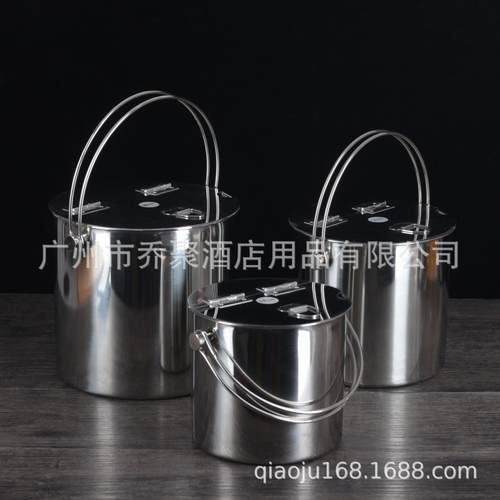 厂家直销加厚不锈钢糖水桶带提手翻盖便携冰桶外出冷饮桶茶水桶