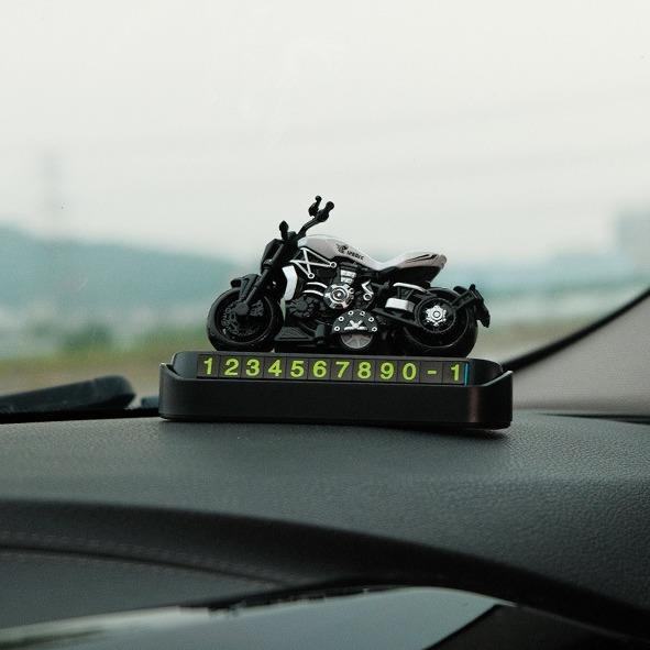 摩托车模型车载挪车电话号码牌卡通临时汽车停车移车摆件车内用品