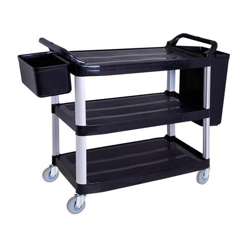 金德餐车三层餐车塑料餐车静音轮收餐车酒水车三层塑料餐车