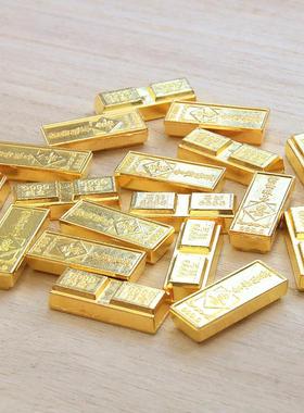 合金假金条云鹤报喜金砖金元宝金算盘聚宝盆米缸填充物相框小摆件