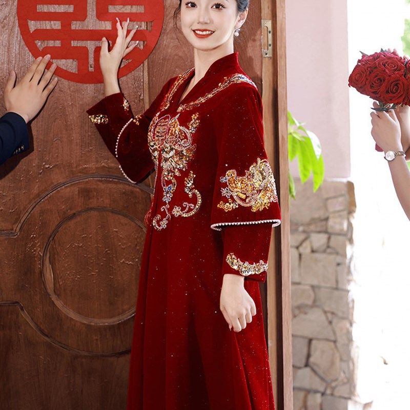 快速发货新中式红色敬酒服新u款2025新娘孕妇高腰遮肚秀禾大码胖m,女装/女士精品,礼服/晚装,淘宝优惠券,粉丝福利购,淘宝优惠卷