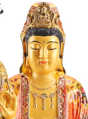 快速发货台湾60厘m米彩绘纯铜观世音菩萨观音佛像供奉家用西方三