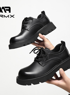MRMX皮鞋男2025新款商务休闲英伦风厚底大头德比鞋男士结婚新郎鞋