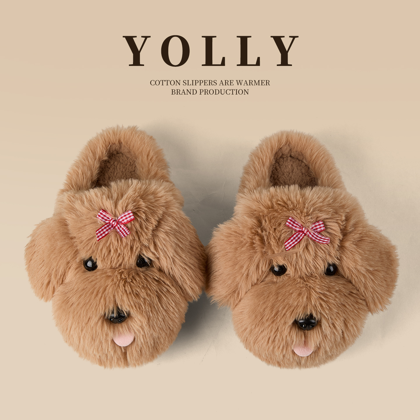 可爱小狗棉拖鞋女冬季2025新款室内家居防滑保暖毛毛拖鞋女士冬天