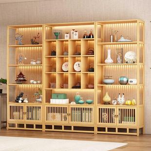茶柜置物架茶具茶架子茶叶展示柜隔断客厅摆放架 博古架实木新中式