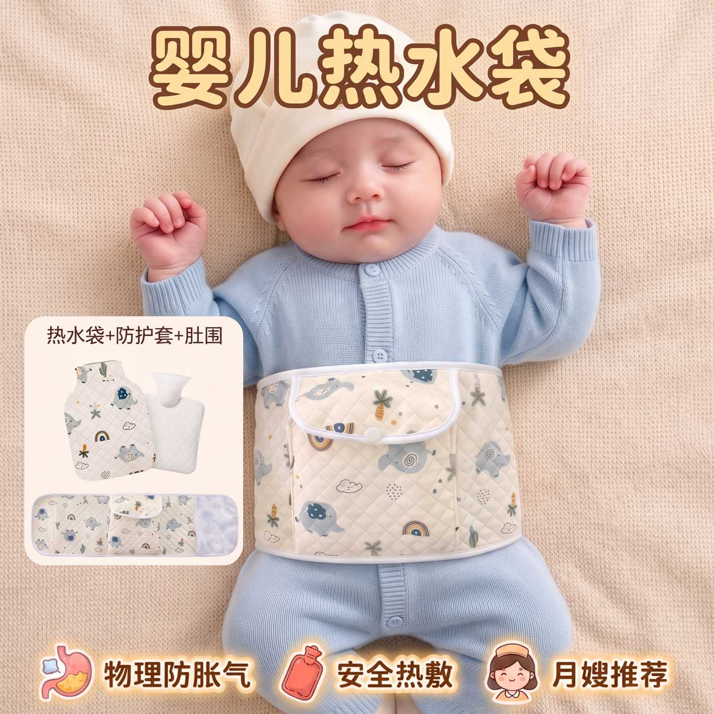 新生儿婴儿热水袋暖肚子注水暖水袋暖宝宝热敷袋肠绞痛肠胀气神器